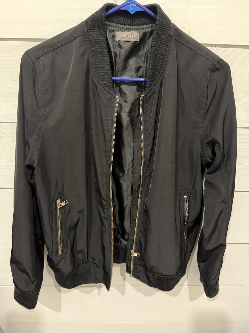 Sans Souci Black Men's Bomber Jacket with Zip Pockets